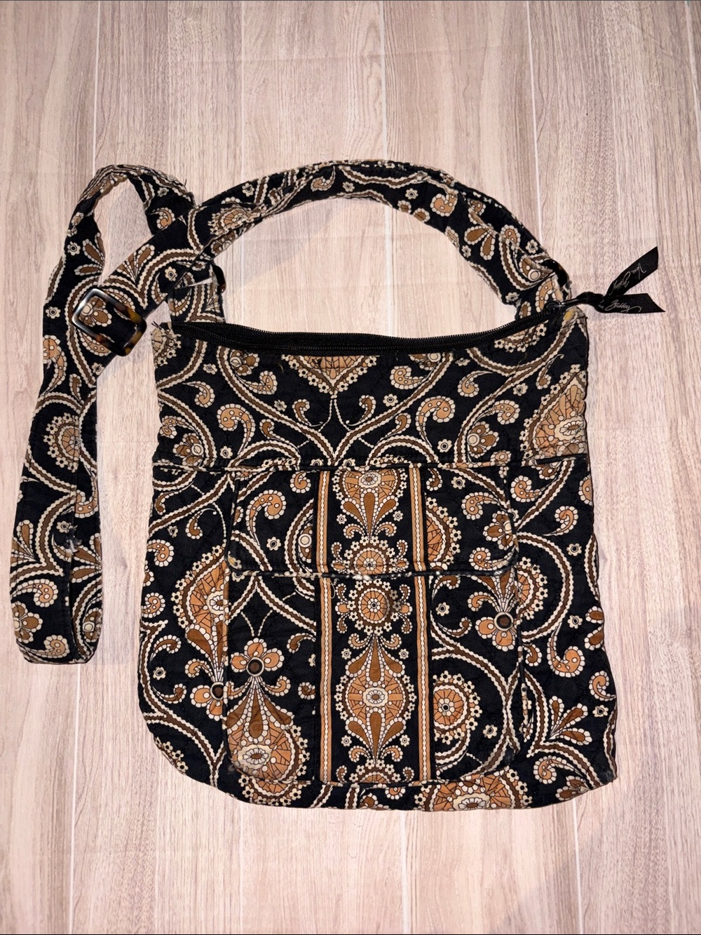 Vera Bradley Black and Tan Quilted Paisley Crossbody